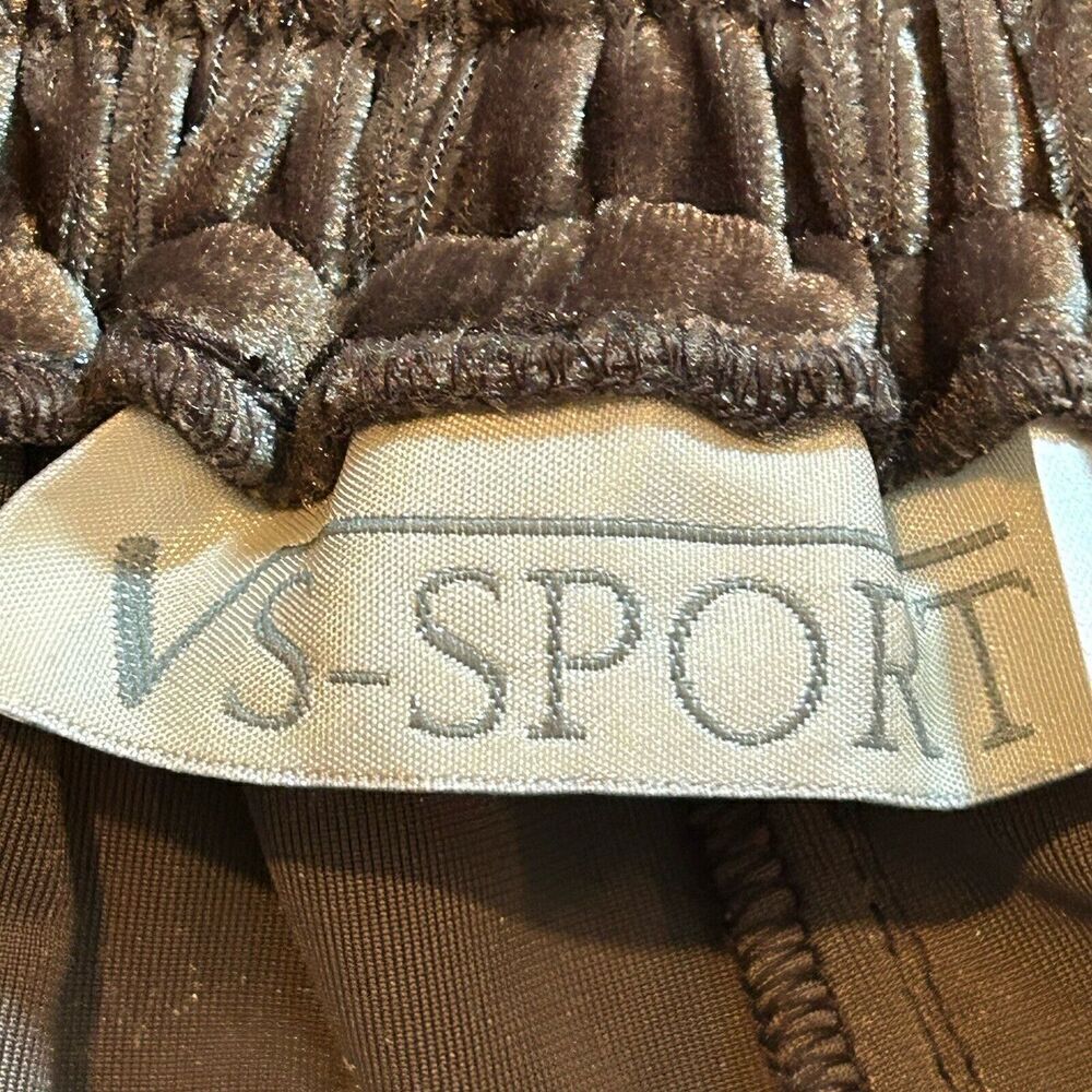 VS-Sport Brown Velvet Elastic Waist Wide Leg Front Pockets Women's Small - Picture 3 of 5